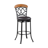 1pc Pub Height Swivel Chair Faux Leather Upholstered Black Metal Frame Dining Furniture SolidRoot Buy Furniture USA