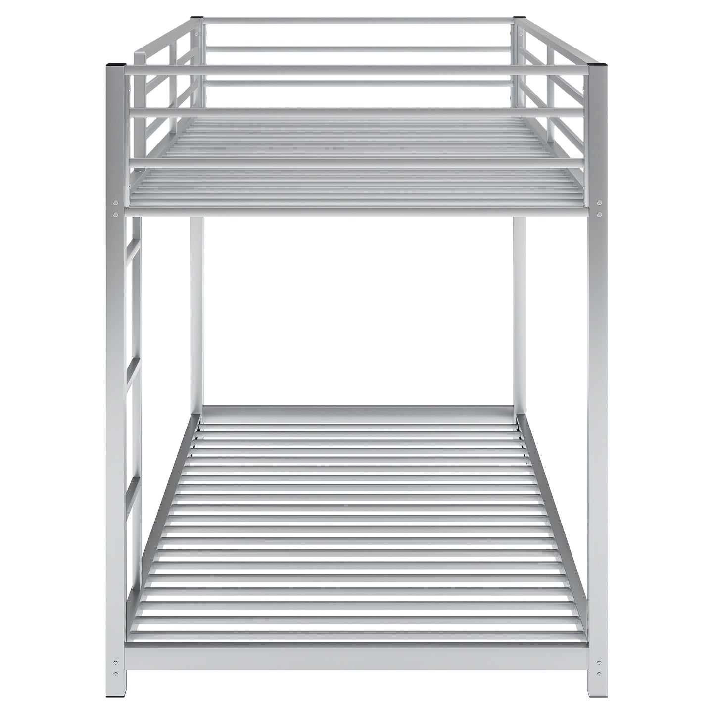 Twin over Twin Metal Bunk Bed, Low Bunk Bed with Ladder,Silver(OLD SKU:WF282465AAN) - SolidRoot Buy Furniture USA