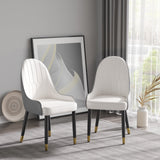 Modern PU sponge-filled dining chair, solid wood metal legs, suitable for restaurants, living rooms and rooms-(Set of 2) Livingsource