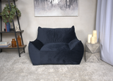 Allea Velveteen Bean Bag Chair with Armrests, Midnight Blue SolidRoot Buy Furniture USA