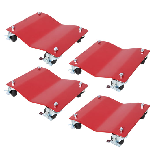 Heavy Duty Steel Vehicle Dollies with Brakes 2500lbs Capacity Red 4-Pack SolidRoot Buy Furniture USA