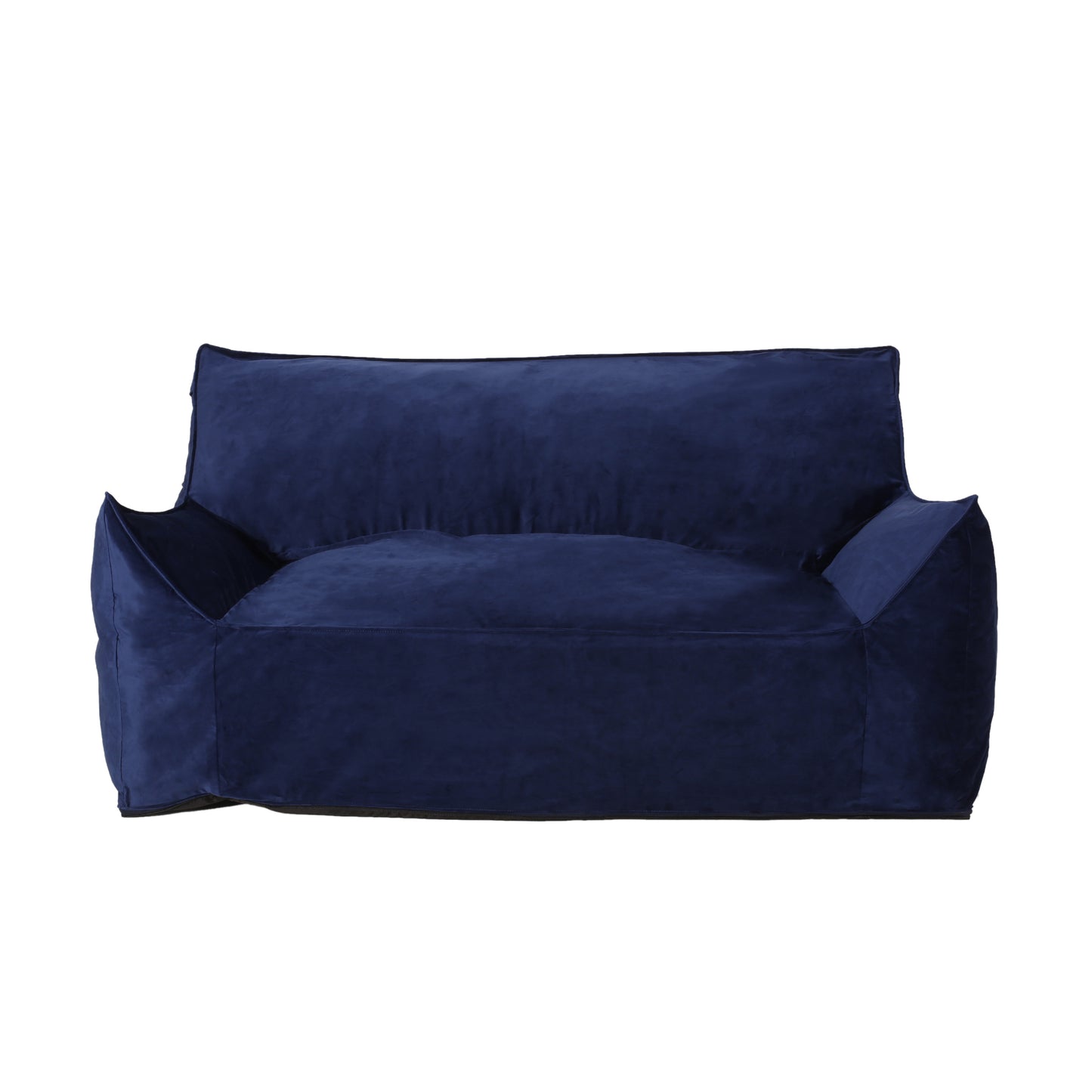 Fila Velveteen 2 Seater Oversized Bean Bag Chair with Armrests, Navy Blue Velvet, 60x40x23 inches SolidRoot Buy Furniture USA