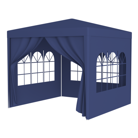 10'x10' Party Tent Outdoor Heavy Duty Gazebo Wedding Canopy + 4 Removable Walls ,Blue SolidRoot Buy Furniture USA