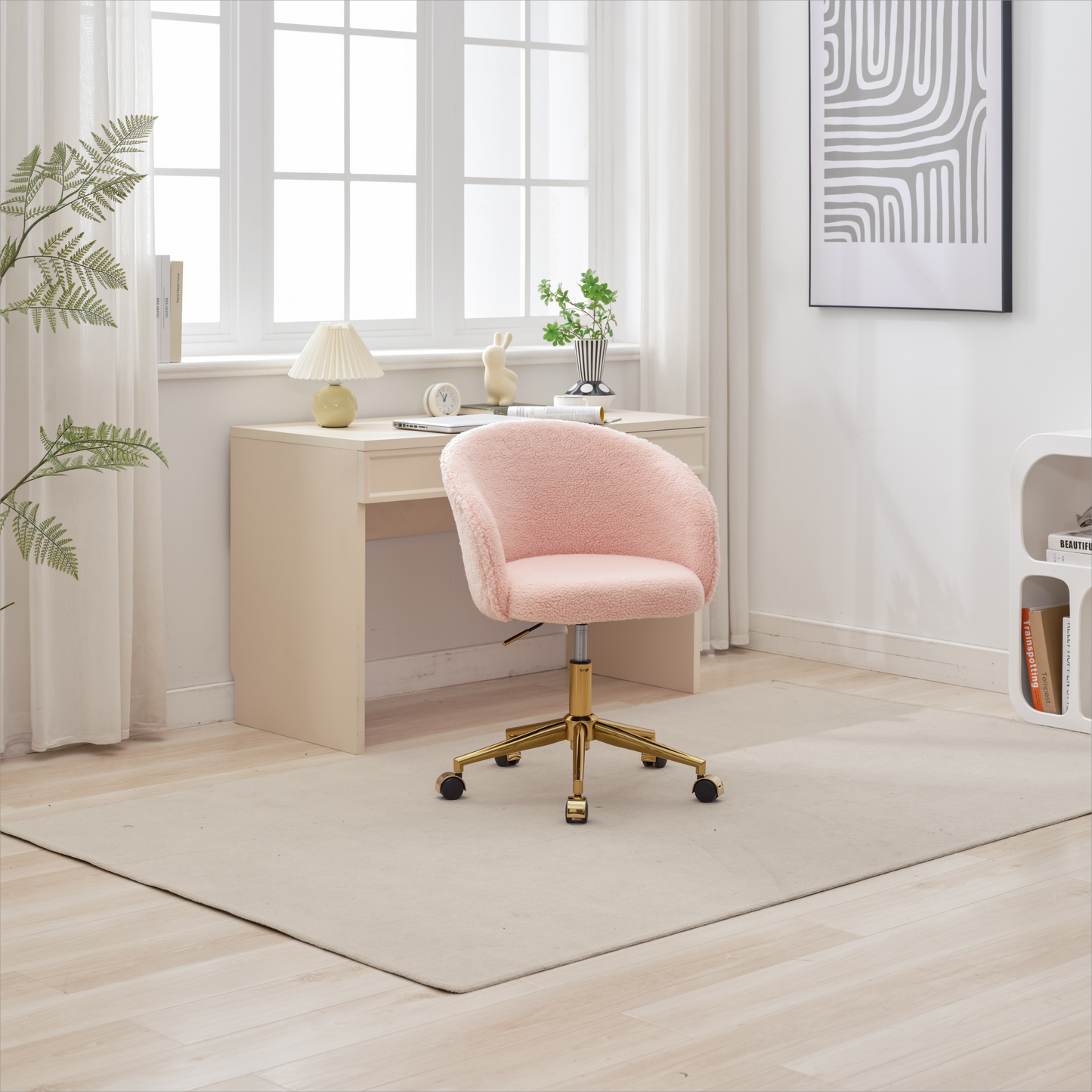 Hengming Golden foot office chair, modern armchair, height adjustable, rotary cosmetic chair, for bedroom,set of 1