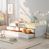 Multi-Functional Daybed with Drawers and Trundle, White - SolidRoot Buy Furniture USA