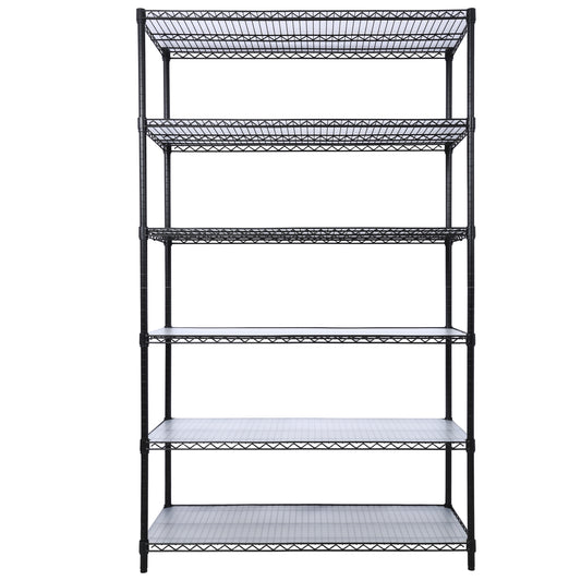 6-Tier Heavy Duty Black Wire Shelving Unit with Wheels (6000 lbs Capacity), NSF Certified Commercial Metal Storage Rack with Shelf Liners, Adjustable Utility Organizer - 48'L x 20'D x 84'H SolidRoot Buy Furniture USA