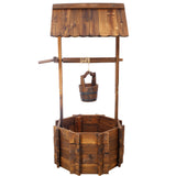 Rustic Wooden Wishing Well Planter Outdoor Home Décor for Patio, Garden, Yard w/Hanging Bucket ,20in Livingsource