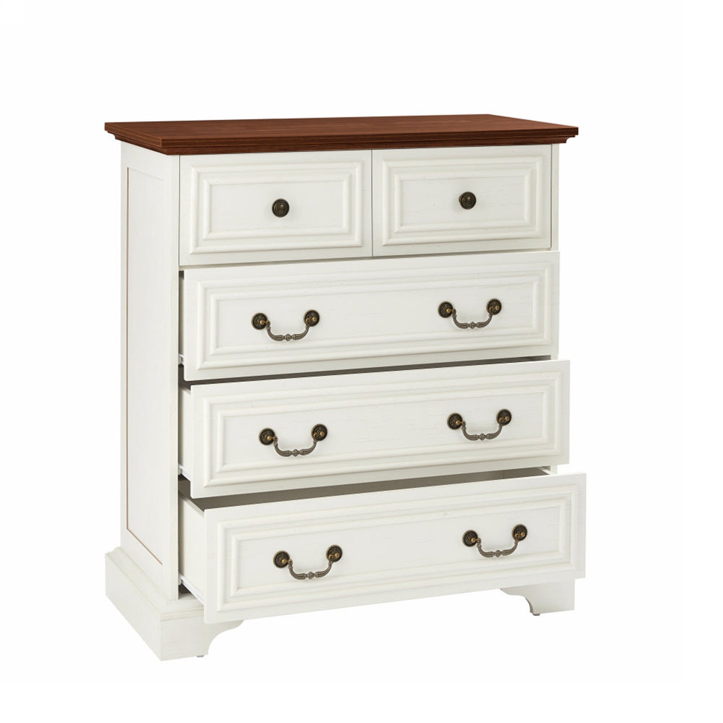 Modern White 5-Drawer Dresser for Bedroom - Ample Storage Wide Chest of Drawers in Engineered Wood SolidRoot Buy Furniture USA