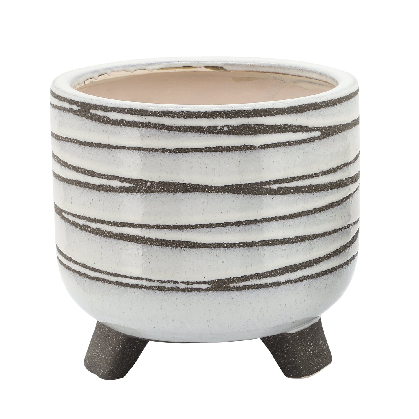 S/2 CERAMIC 6/8" FOOTED PLANTER, WHITE Livingsource