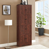 Tall Storage Cabinet with 8 Doors and 4 Shelves, Wall Storage Cabinet for Living Room, Kitchen, Office, Bedroom, Bathroom, Walnut SolidRoot Buy Furniture USA