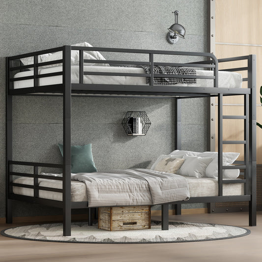 Metal Full over Full Bunk Bed for Teens and Adults,Space-Saving/Noise Reduced/No Box Spring Needed, Black