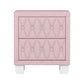Elegant Velvet Nightstand with 2 Drawers and Crystal Handle, Storage Bedside Table with Button-Tufted, Pink Livingsource