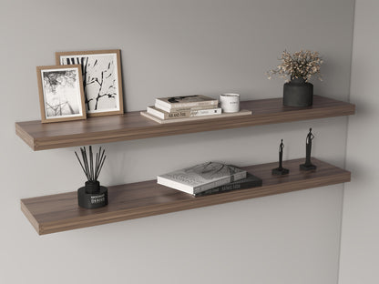 Ecco 47' Wide  Floating Shelves Set of 2, Shelves for Wall Decor for Bedroom, Bathroom Storage Shelves, Book Shelves for Living Room Livingsource