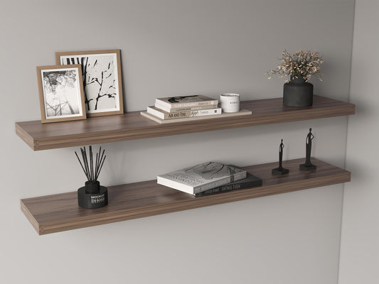 Ecco 47' Wide  Floating Shelves Set of 2, Shelves for Wall Decor for Bedroom, Bathroom Storage Shelves, Book Shelves for Living Room Livingsource