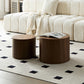 MDF nested table set 2 pieces, handcrafted round coffee table in living/lounge area, walnut color Livingsource