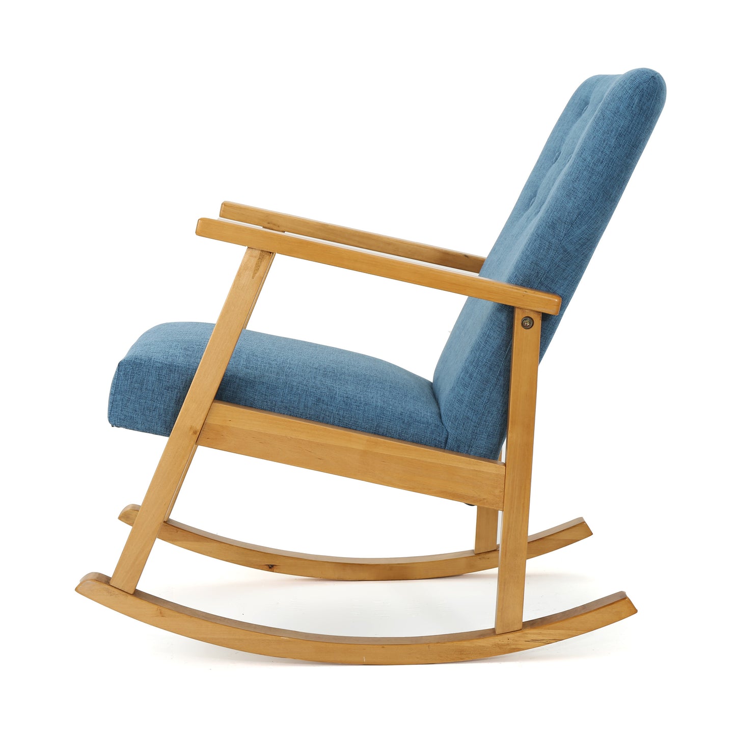 Blue Fabric Upholstered Rocking Chair