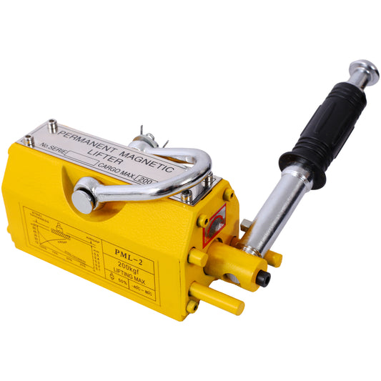 Permanent Magnetic Lifting with Release, 440 lbs/200kg Heavy Duty Magnet, 2.5 Safety Factor, Neodymium & Steel for Hoist, Shop Crane, Block, Board Lifting Plate Steel