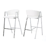 Modern Bar Stools Set of 2 with Low Back and Arms in Ivory PU Upholstery and Durable Metal Frame SolidRoot Buy Furniture USA