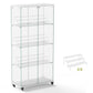 4 Tier Glass Display Cabinet, Double Door Glass Cabinet with Two Locks, Floor Standing Storage Cabinet with 6 Acrylic Shelves for Living Room, Bedroom and Office, White, 31.5"L x 14.2"W x 65.1"H Livingsource