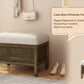 Cane Base Ottoman-Dark Walnut/Cream (21.5"*16"*17") Livingsource