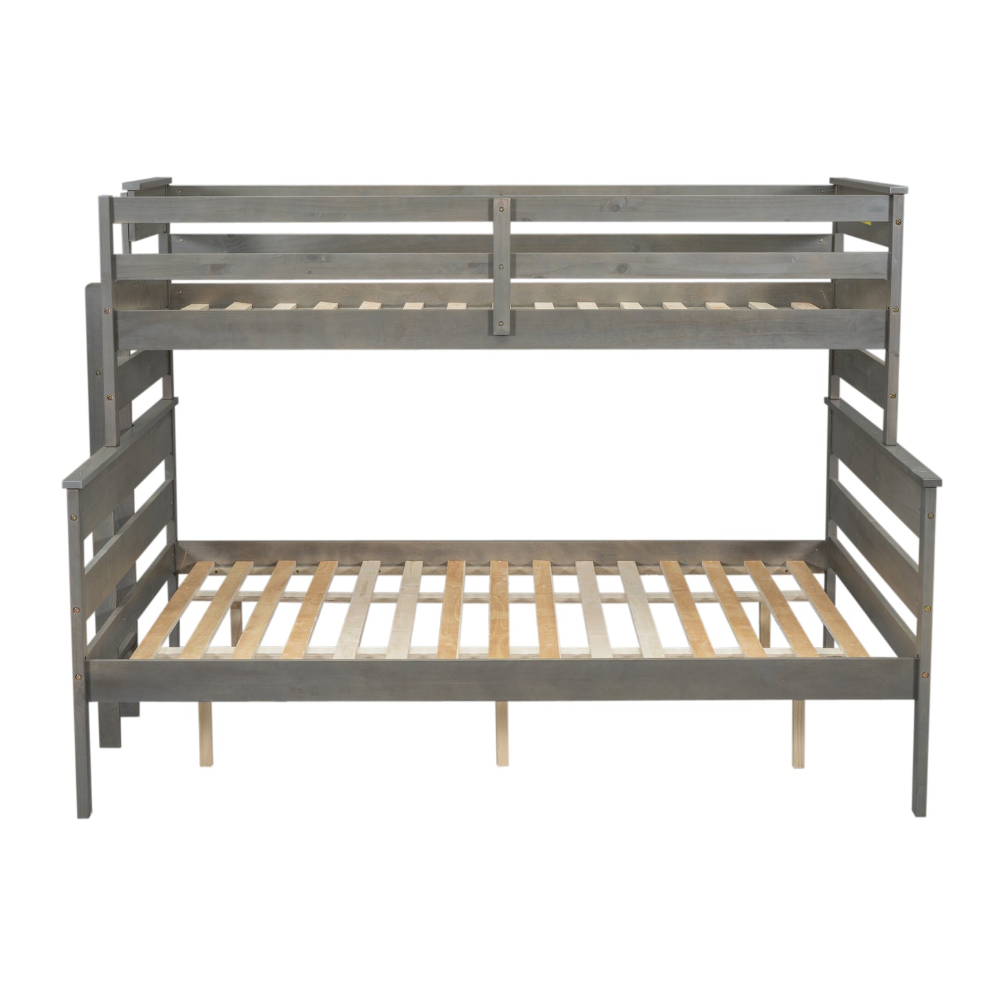 Wood Twin XL over Queen Bunk Bed with Ladder, Gray