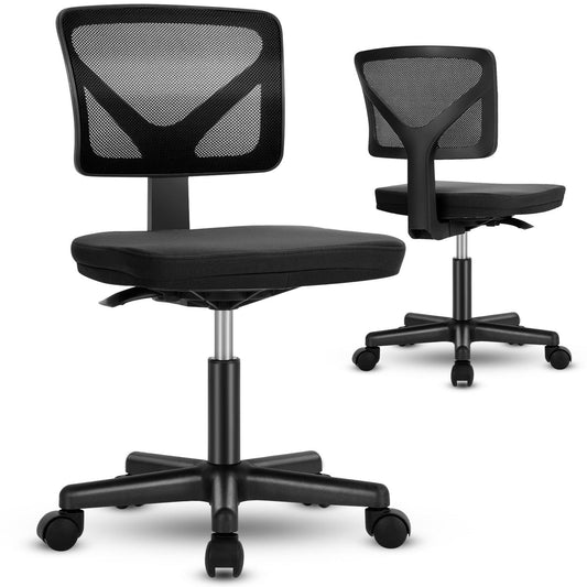 Sweetcrispy Armless Desk Chair Small Home Office Chair with Lumbar Support Livingsource