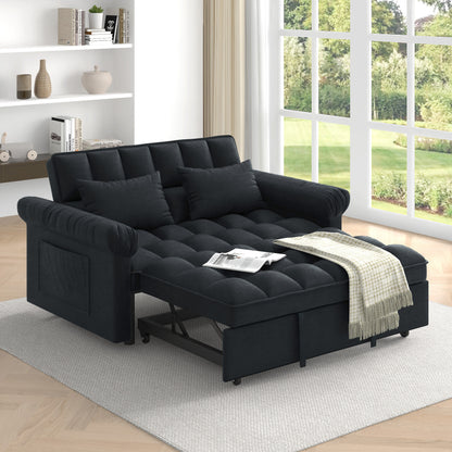 Loveseats Sofa Bed with Pull-out Bed,Adjsutable Back-Black SolidRoot Buy Furniture USA