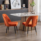 A&A Furniture,Akoya Collection Modern | Contemporary Velvet Upholstered Dining Chair with Nailheads and Gold Tipped Black Metal Legs, Orange，Set of 2 Livingsource