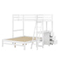 Twin over Full Bunk Bed with Built-in Desk and Three Drawers,White - SolidRoot Buy Furniture USA