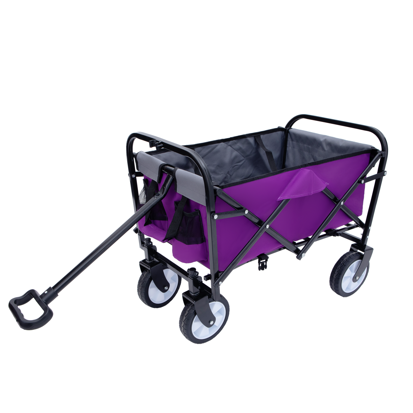 Minimeetall Strap , Collapsible Foldable Wagon Cart with strapping system Beach Wagon , Utility Cart , Utility Wagon Grocery Cart for Camping Shopping Sports Gardeing Fishing Supports 225lbs purple