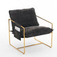 2 Chairs in 1 Box, Upholstered Hanging Armchair with Arm PocketsMetal frame, gold-plated craftsmanship, crushed foam cushions and skin-friendly woven fabric for living room and bedroom. Dark Gray Livingsource