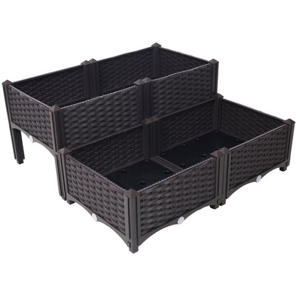 4 Piece Raised Garden Bed with Legs, Self-Watering Planter Box Raised Bed to Grow Flowers, Herbs & Vegetables, Brown Livingsource