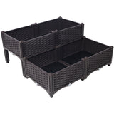 4 Piece Raised Garden Bed with Legs, Self-Watering Planter Box Raised Bed to Grow Flowers, Herbs & Vegetables, Brown Livingsource