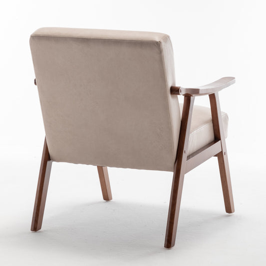 Accent Chair with Microfiber Upholstery and Solid Wood Frame, Classic Mid-Century Modern Living Room Furniture for Extra Seating, Light Camel Livingsource
