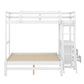 Twin over Full Bunk Bed with Built-in Desk and Three Drawers,White - SolidRoot Buy Furniture USA