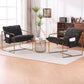 2 Chairs in 1 Box, Upholstered Hanging Armchair with Arm PocketsMetal frame, gold-plated craftsmanship, crushed foam cushions and skin-friendly woven fabric for living room and bedroom. Dark Gray Livingsource