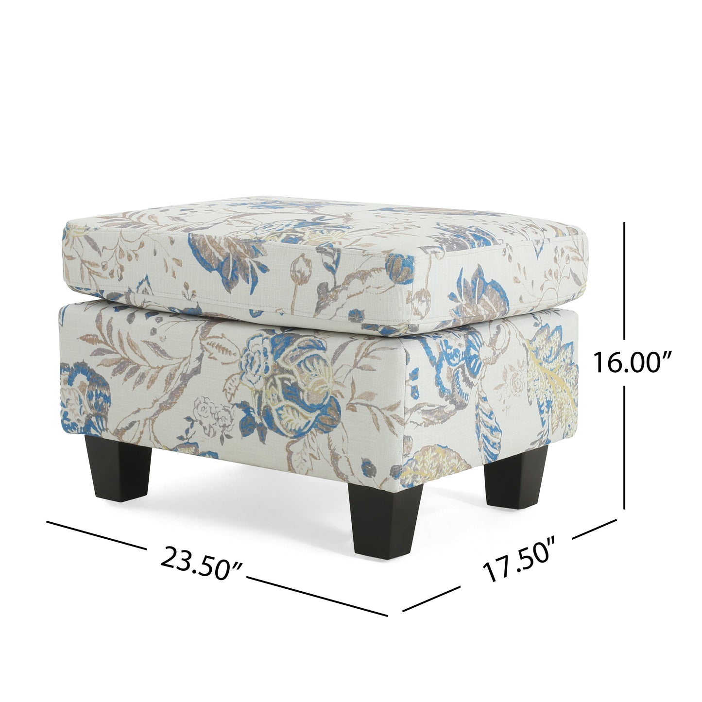 Springfield Upholstered Ottoman, Beige&Blue