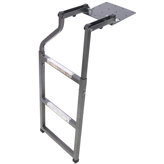 Pickup Truck Tailgate Ladder - Universal Fit, Stainless Steel Self Drilling Hex Screws for Easy Install, Durable Aluminum Step Grip Plates, and Sturdy Rubber Ladder Feet