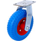 4PCS 8IN CASTER FLAT FREE(2PCS SWIVEL+2PCS RIGID), Caster Wheel, Swivel Plate, Steel Hub with Ball Bearings, 5/8-Inch Bore Centered Axle -Blue Livingsource