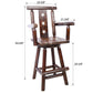 Rustic Bar Stool - Fir Wood Construction, Chair withDecorative Star Backrest, Footrest,Wide Armrest, Rustic Kitchen Stool, Tall Bistro Chair for Dining Room, Restaurant, Pub, 4-Foot,brown color Livingsource