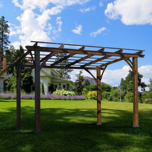 12' x 10' Outdoor Pergola, Wood Grape Gazebo for Climbing Plant Support, Garden, Patio, Backyard, Deck, Brown SolidRoot Buy Furniture USA