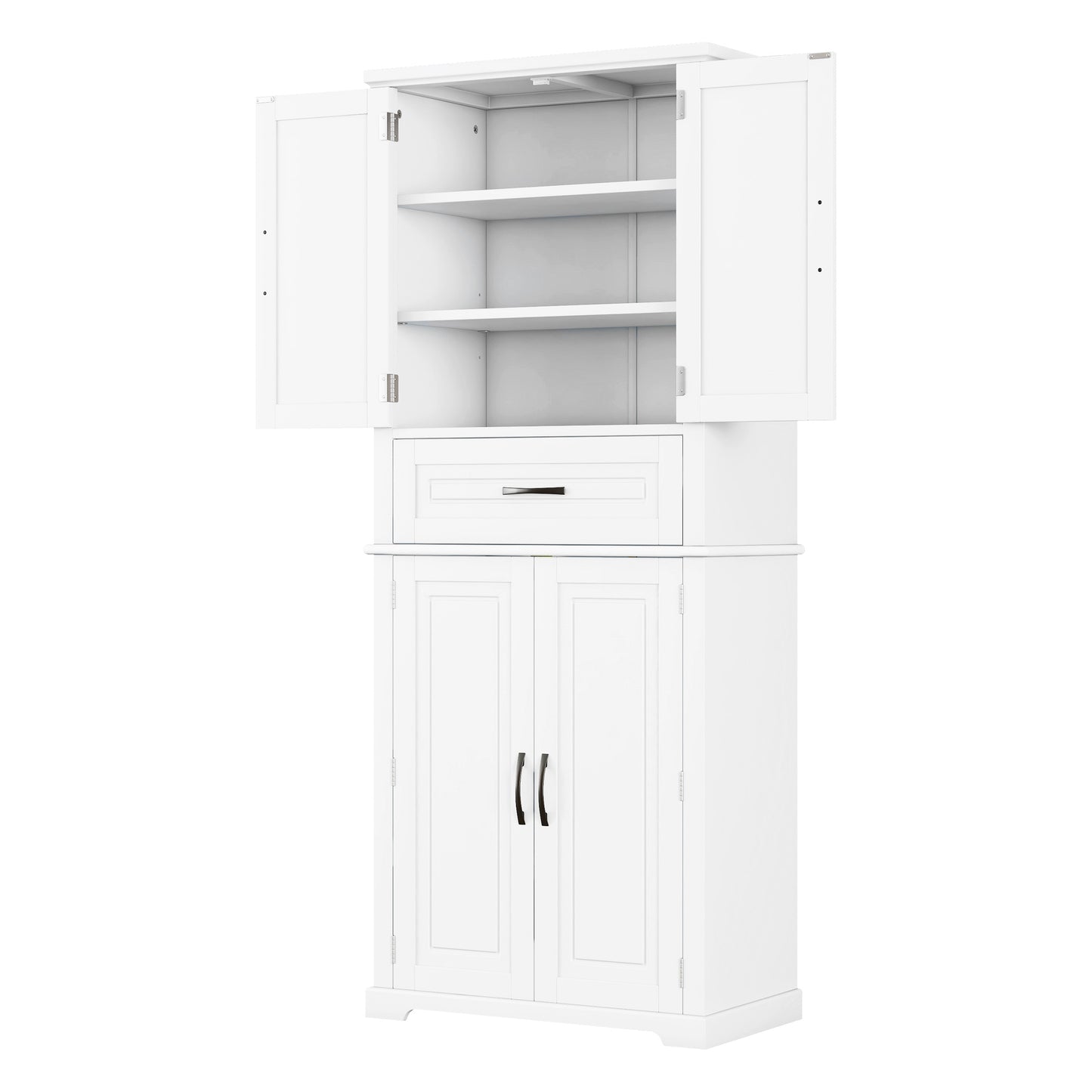 Bathroom Storage Cabinet with Multi-Functional Storage Space, Drawer with Slide Rails, Adjustable Shelf, White