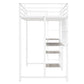 Twin Size Loft Bed with Desk and Whiteboard, Metal Loft Bed with 3 Shelves and Ladder, White - SolidRoot Buy Furniture USA