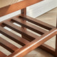 (Walnut Color) Solid Wood Shoe Bench, Beech Wood Storage Rack Organizer with High Rebound Sponge Cushion Livingsource
