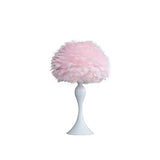18.25"In Soft Pink Feather Aquina Crisp White Contour Glam Table Lamp - SolidRoot Buy Furniture USA