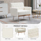 COOLMORE  Armchair Single Sofa Modern Tufted Upholstered Side Reading Chairs with Arm and Gold Metal Leg for Living Room Bedroom (White teddy ) Livingsource