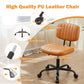 SWEETCRISPY PU Leather Low Back Task Chair Small Home Office Chair with Wheels - SolidRoot Buy Furniture USA