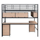 Metal Loft Bed with bookcase, desk and cabinet, Full, Black - SolidRoot Buy Furniture USA
