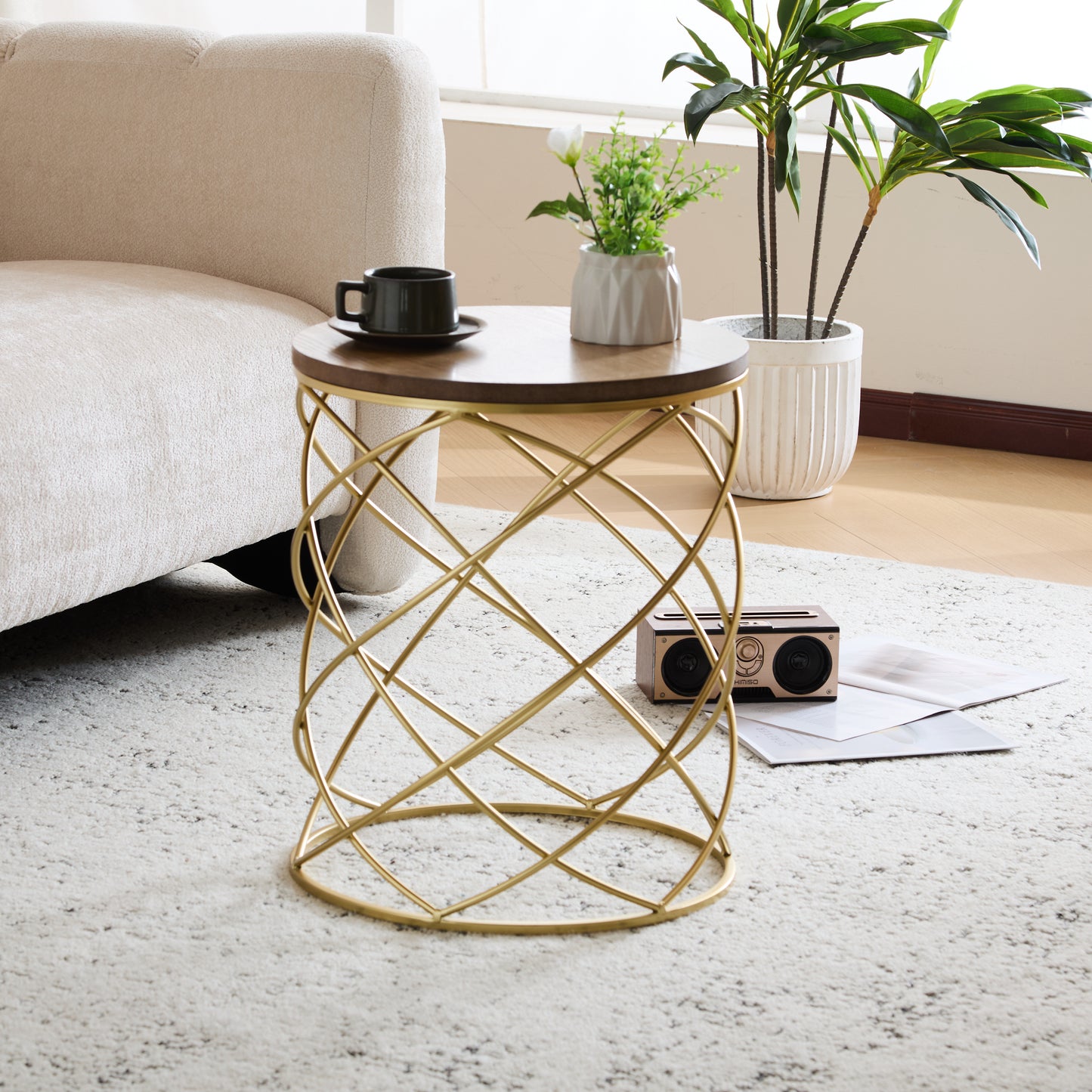 Golden Side table [MDF TOP+ METAL FRAME]