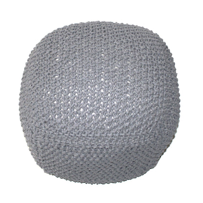 SEMI-Rounded Pouf - Cable Knitted - Perfect Seating for All Ages - Light Gray 100% Cotton SolidRoot Buy Furniture USA